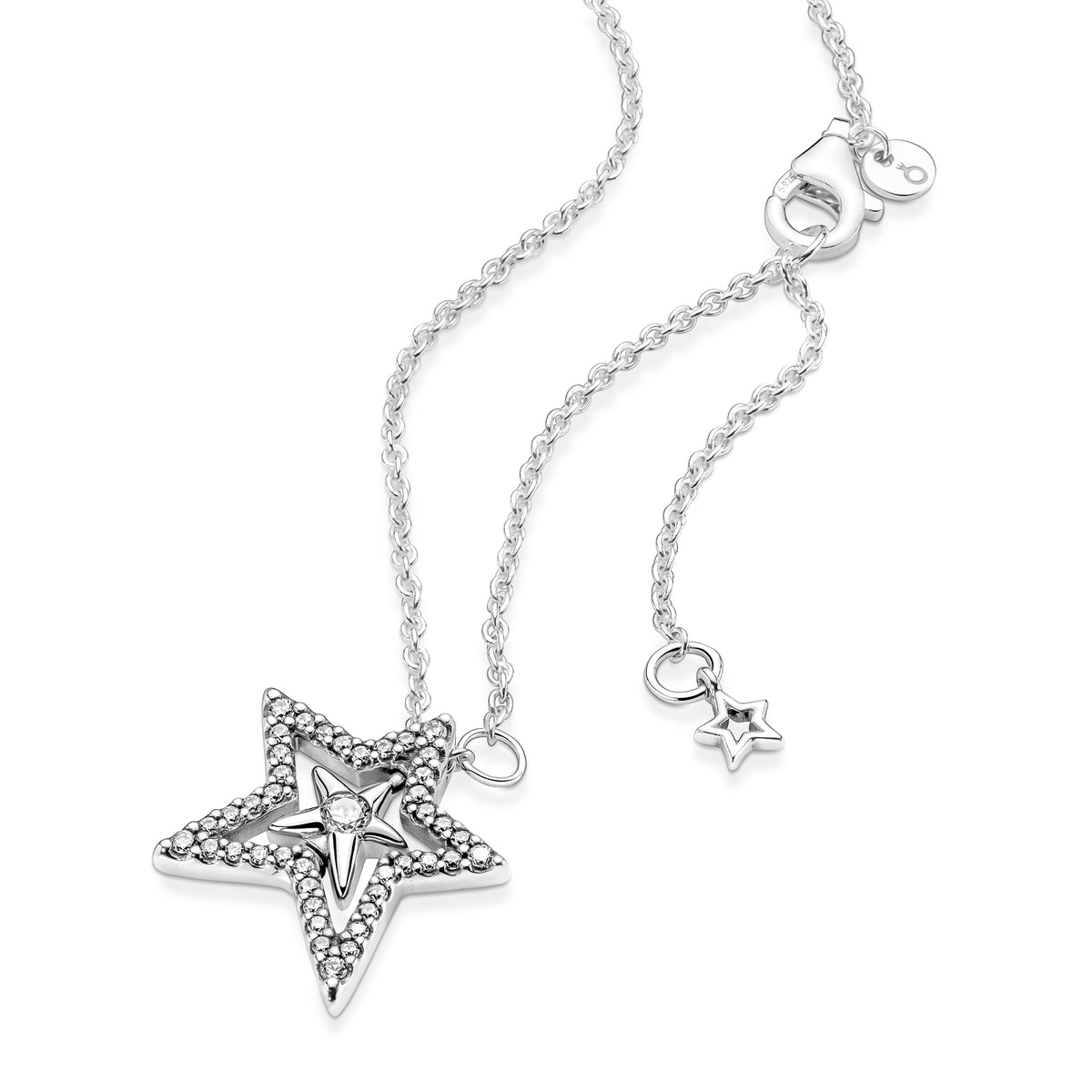 Necklace – Sterling Silver – Pavé Asymmetric Star Collier