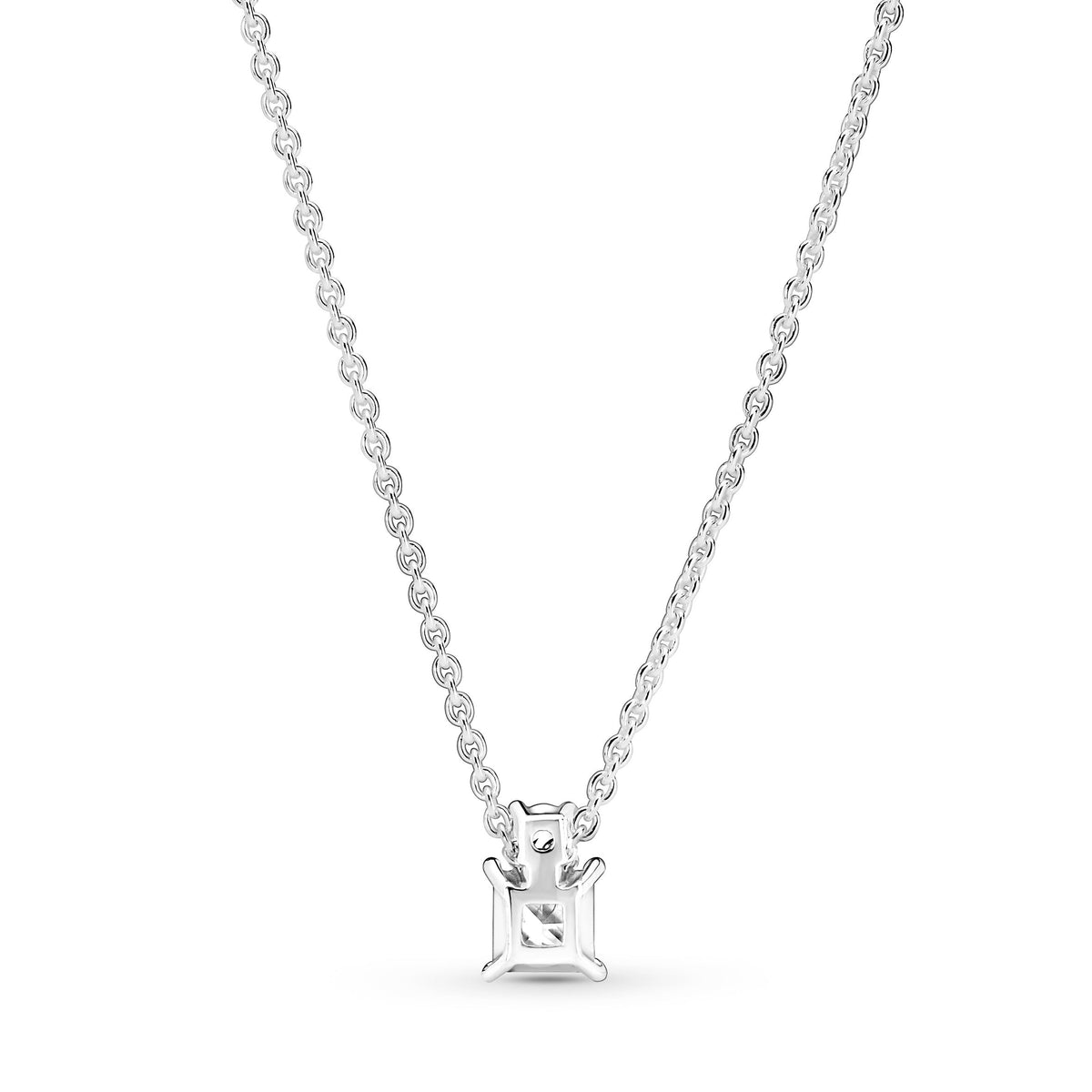 Pendant Necklace – Sterling Silver – Sparkling Collier Round & Square