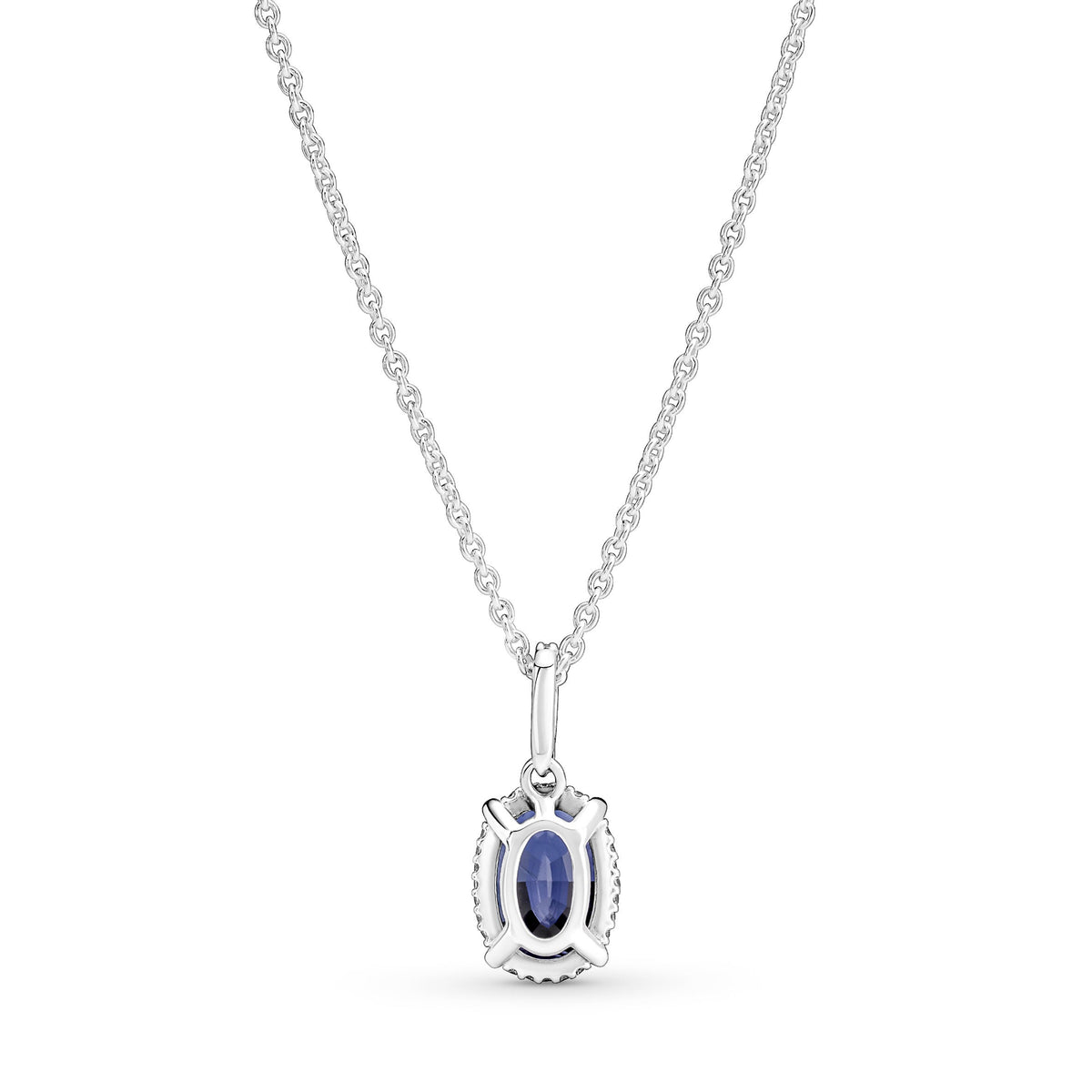 Pendant Necklace – Sterling Silver – Sparkling Statement Halo