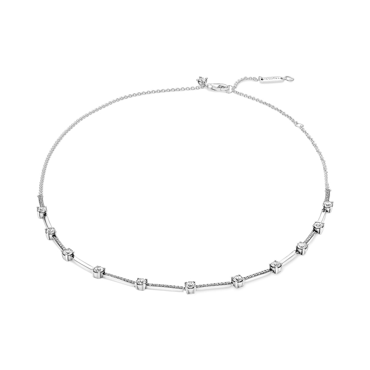 Necklace – Sterling Silver – Sparkling Pavé Collier Bars
