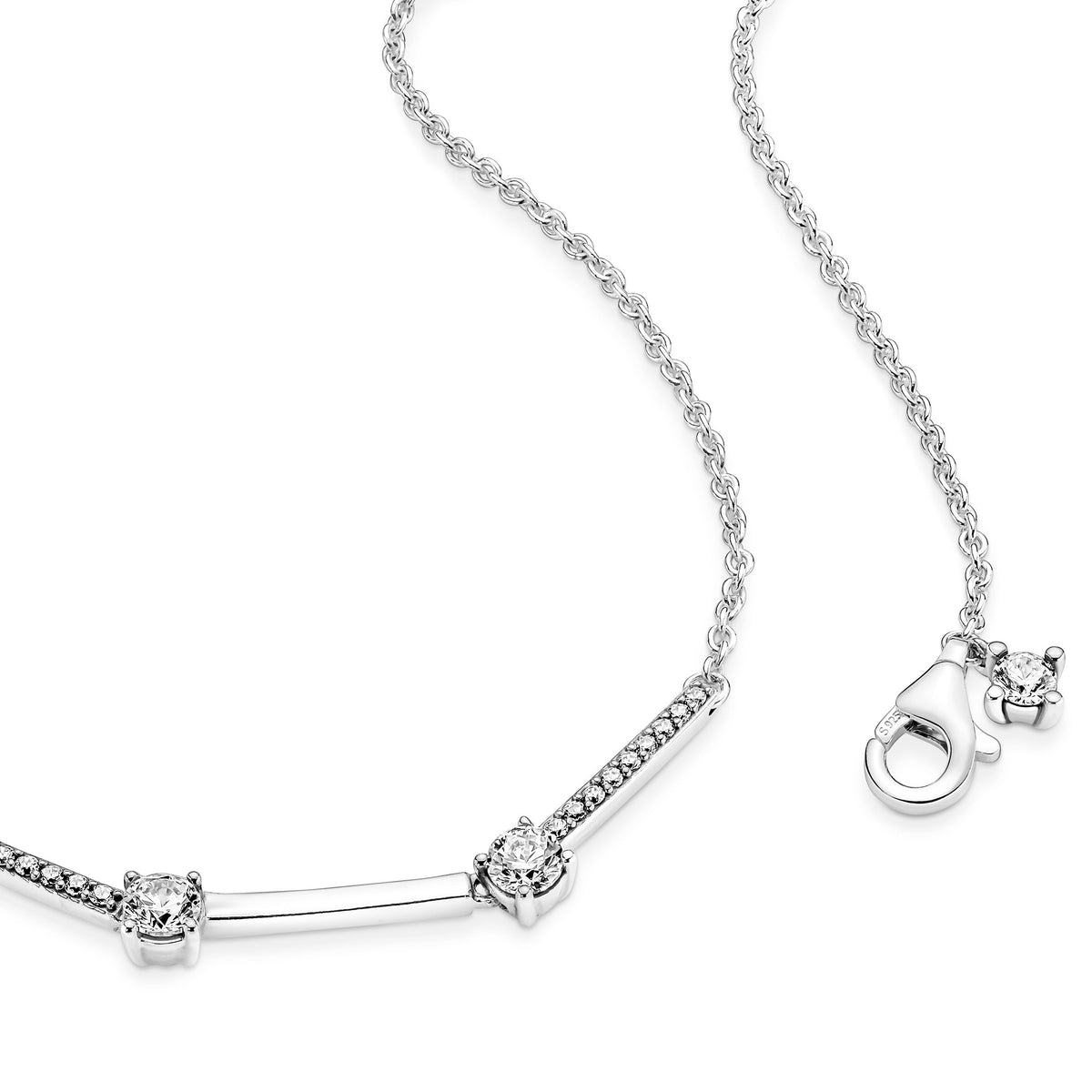 Necklace – Sterling Silver – Sparkling Pavé Collier Bars