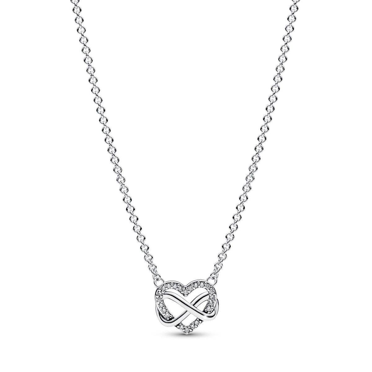 Necklace – Sterling Silver – Sparkling Infinity Heart Collier
