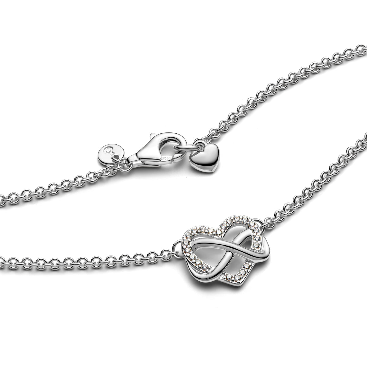 Necklace – Sterling Silver – Sparkling Infinity Heart Collier