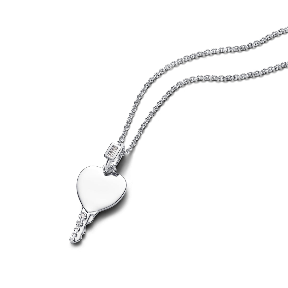 Pendant – Sterling Silver – Engravable Heart Key