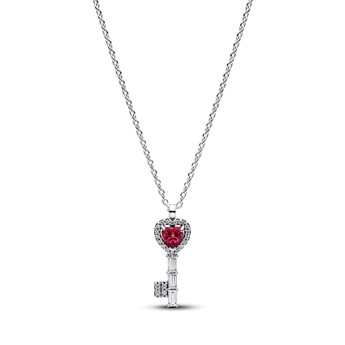 Necklace – Sterling Silver – Elevated Heart Key Collier
