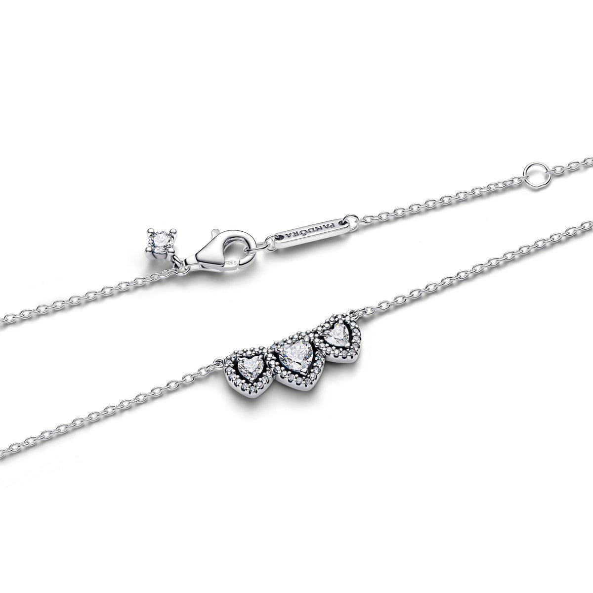Necklace – Sterling Silver – Halo Heart Trilogy Collier