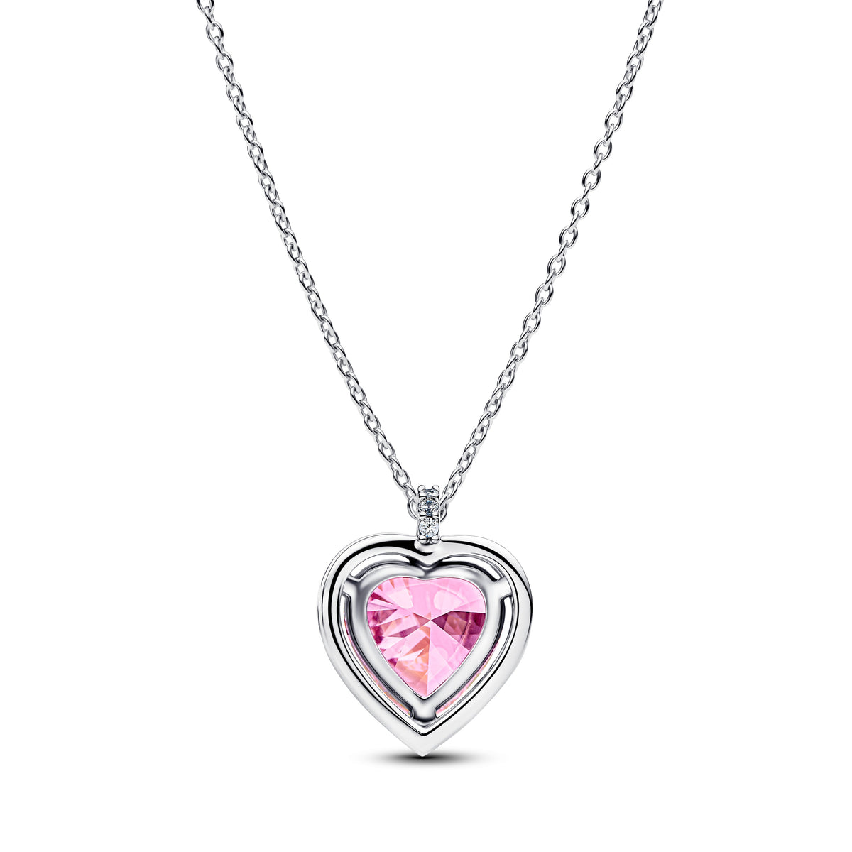 Necklace – Sterling Silver – Pink Halo Heart Collier