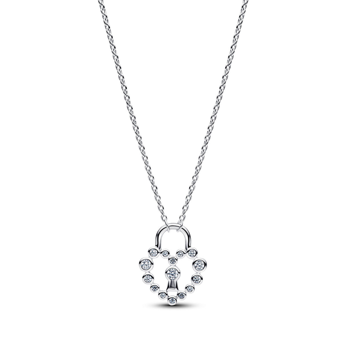 Pendant Necklace – Sterling Silver – Sparkling Heart Padlock