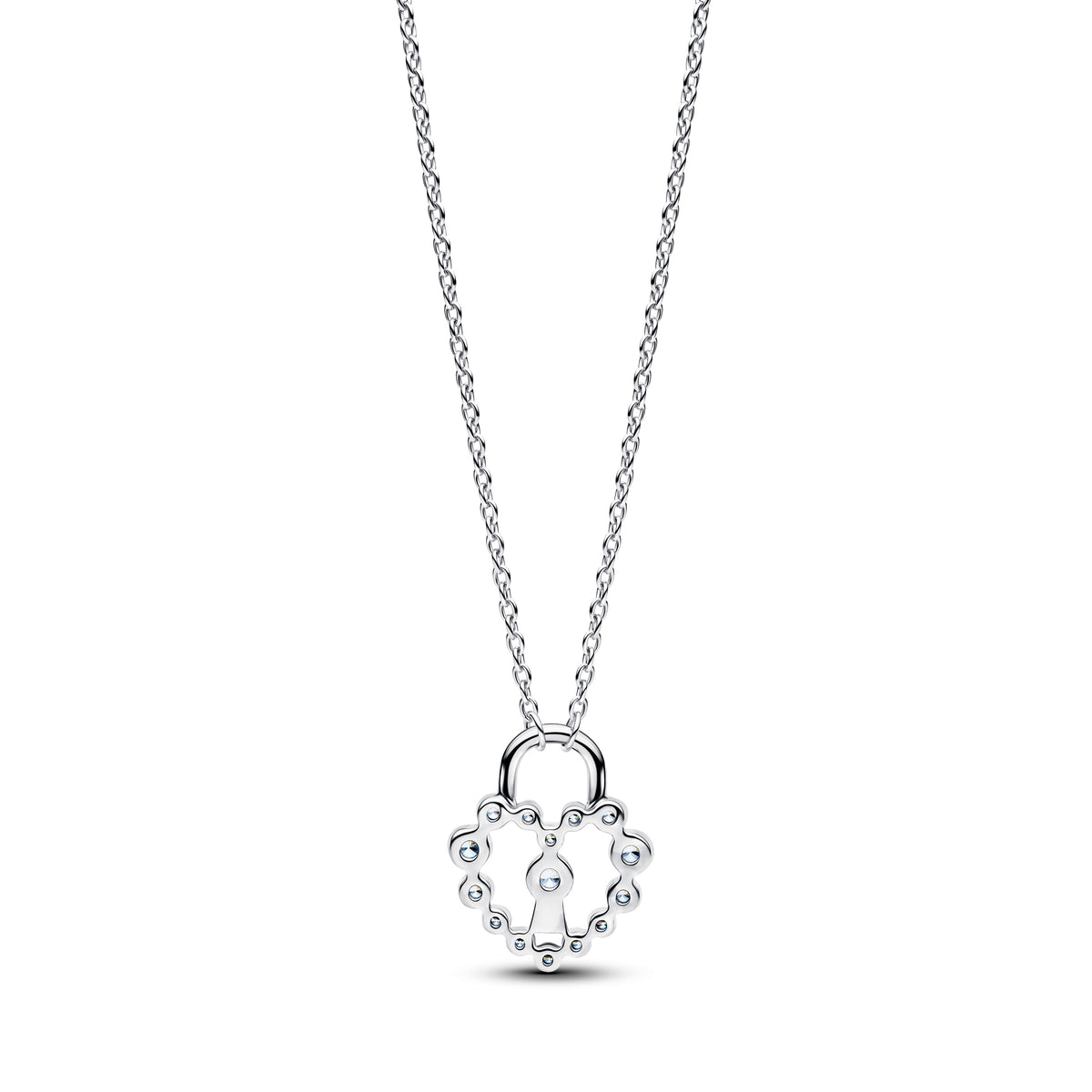 Pendant Necklace – Sterling Silver – Sparkling Heart Padlock
