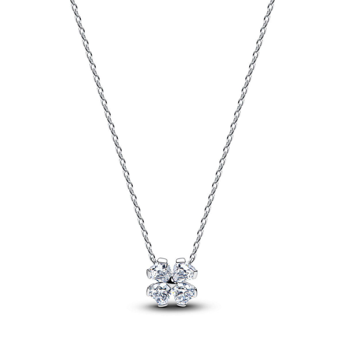 Pendant Necklace – Sterling Silver – Sparkling Lucky Clover