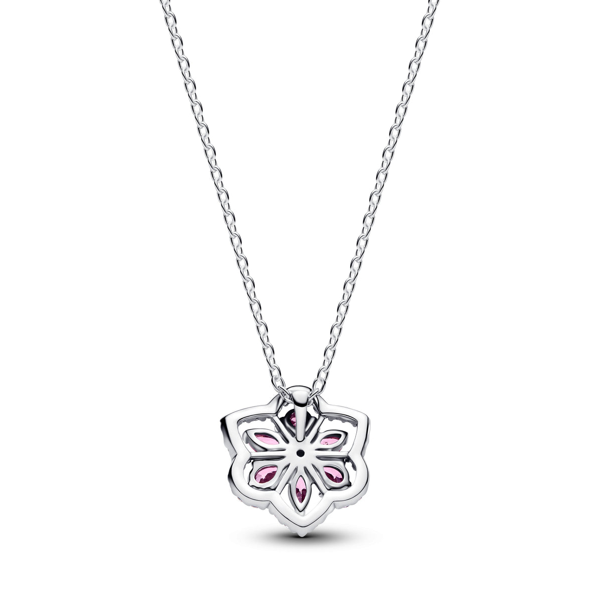 Pendant Necklace – Sterling Silver – Herbarium Sparkling Pink Flower
