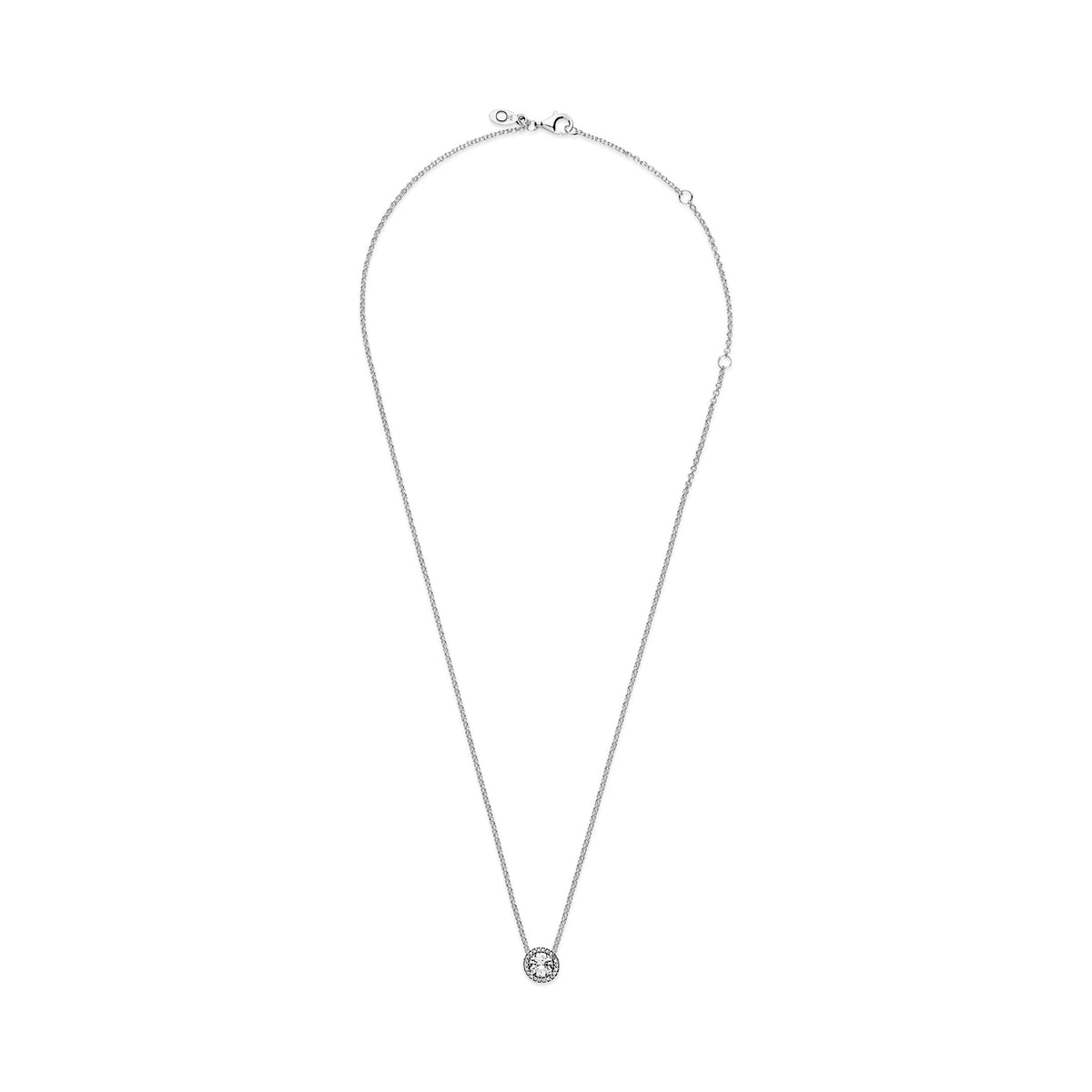 Necklace – Sterling Silver – Round Sparkle Halo