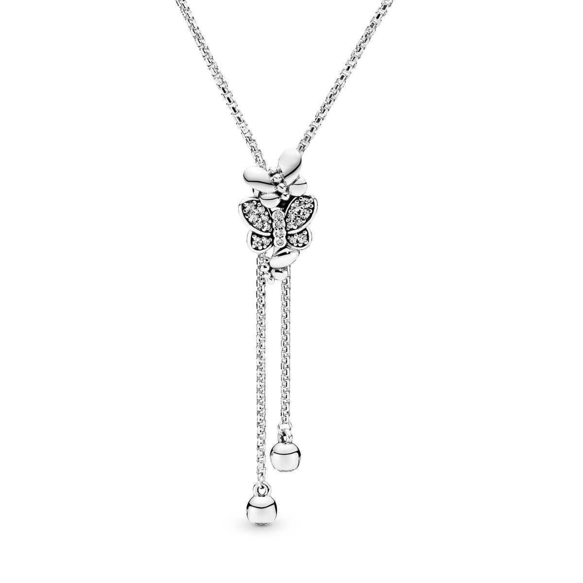 Necklace – Sterling Silver – Sparkling Butterfly Y