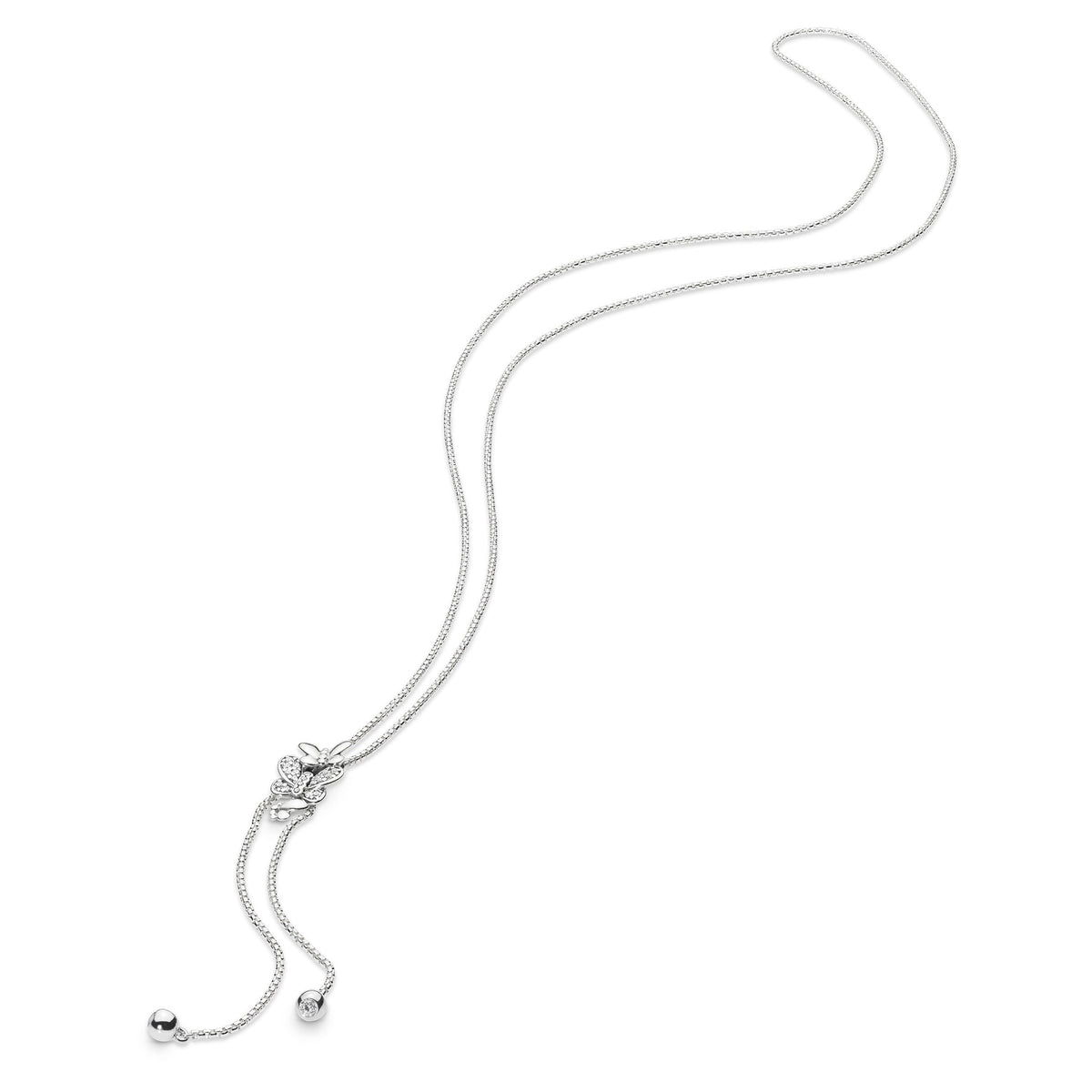 Necklace – Sterling Silver – Sparkling Butterfly Y
