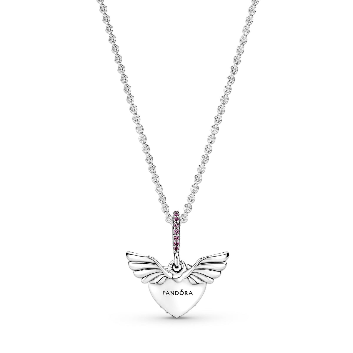 Necklace – Sterling Silver – Pavé Heart & Angel Wings
