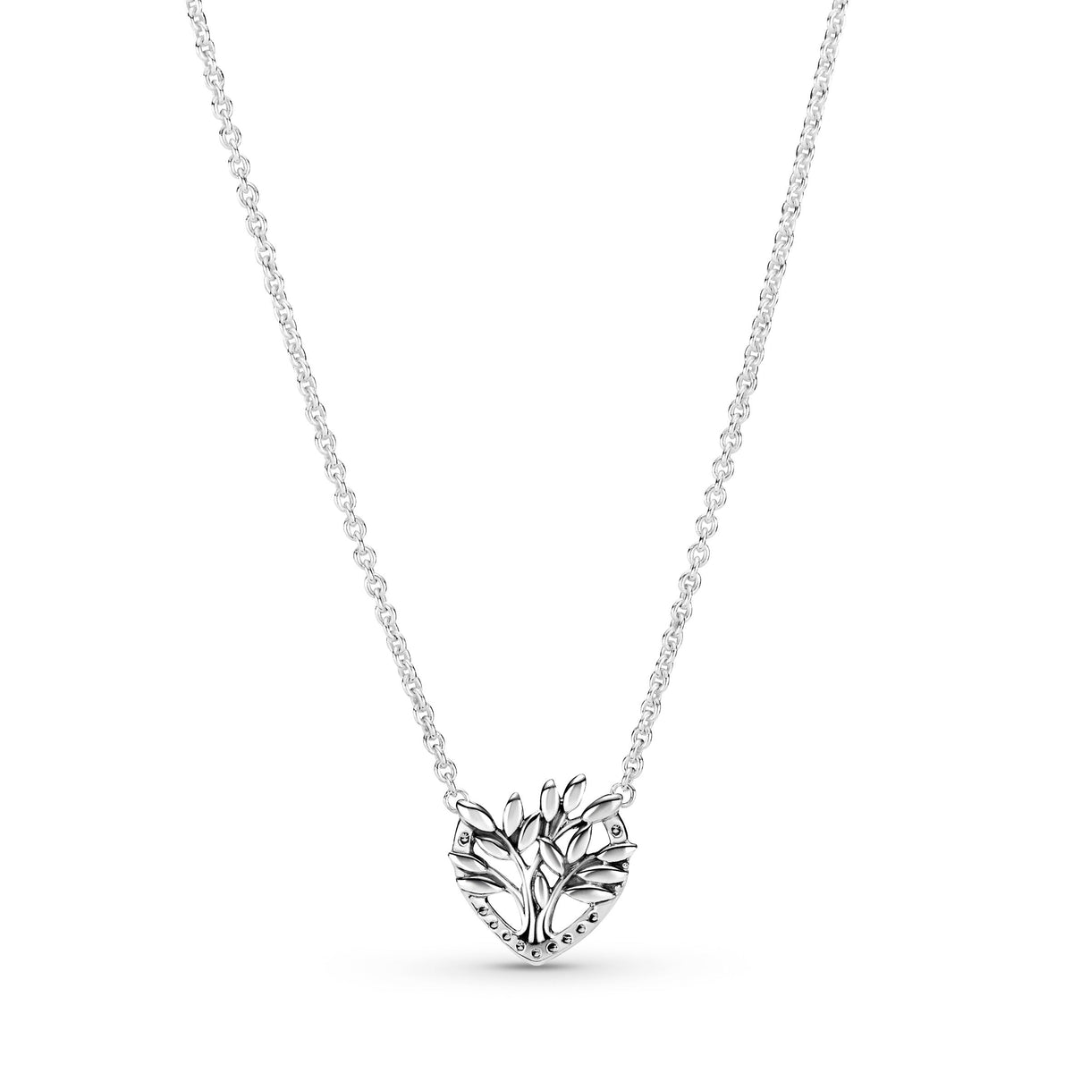 Necklace – Sterling Silver – Heart Family Tree Collier