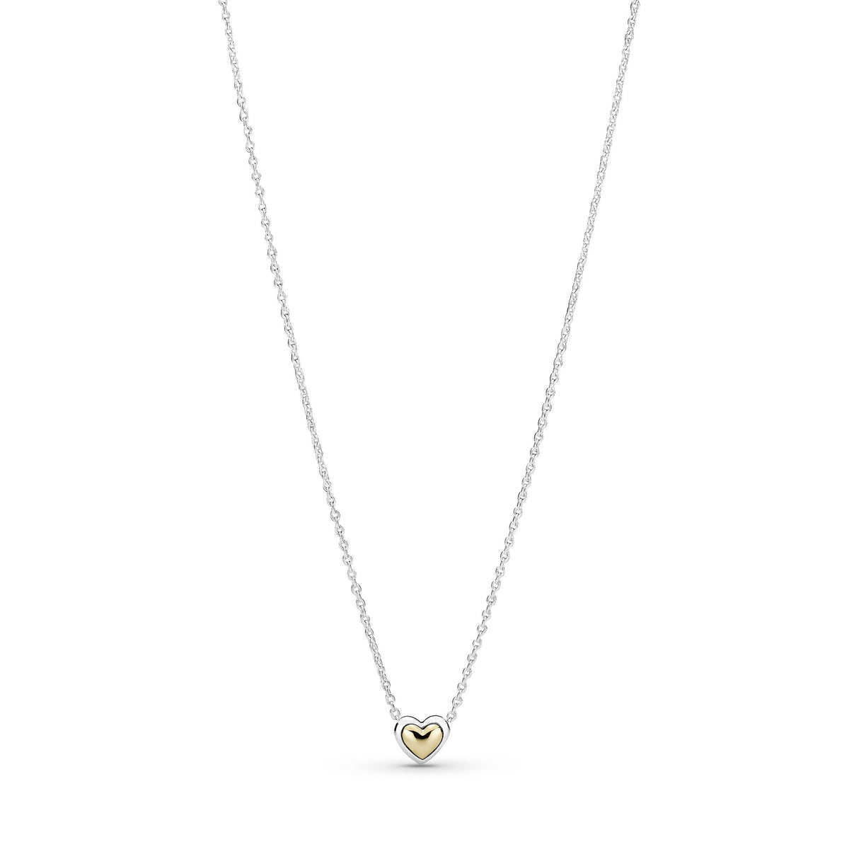 Necklace – Sterling Silver – Domed Golden Heart Collier