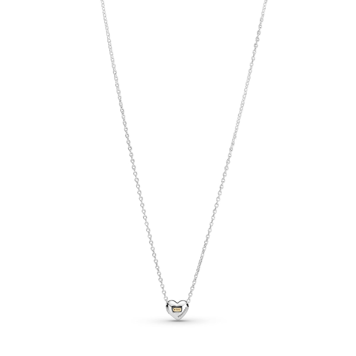 Necklace – Sterling Silver – Domed Golden Heart Collier