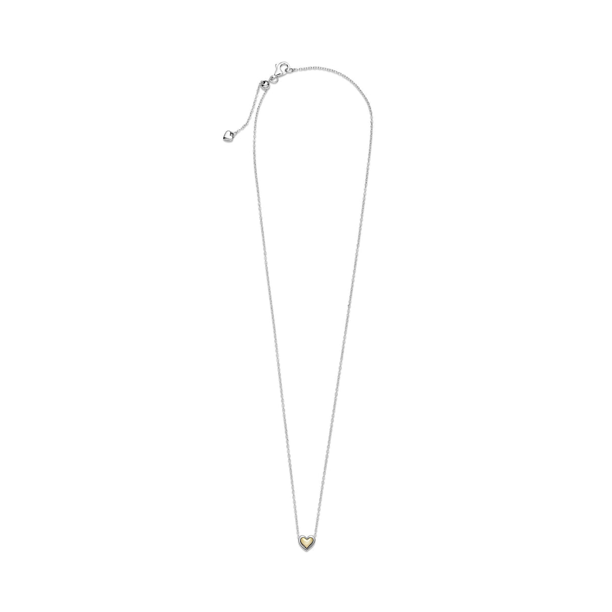 Necklace – Sterling Silver – Domed Golden Heart Collier