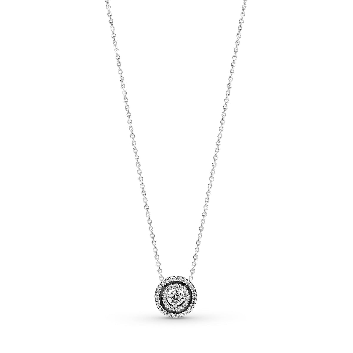 Necklace – Sterling Silver – Sparkling Double Halo Collier