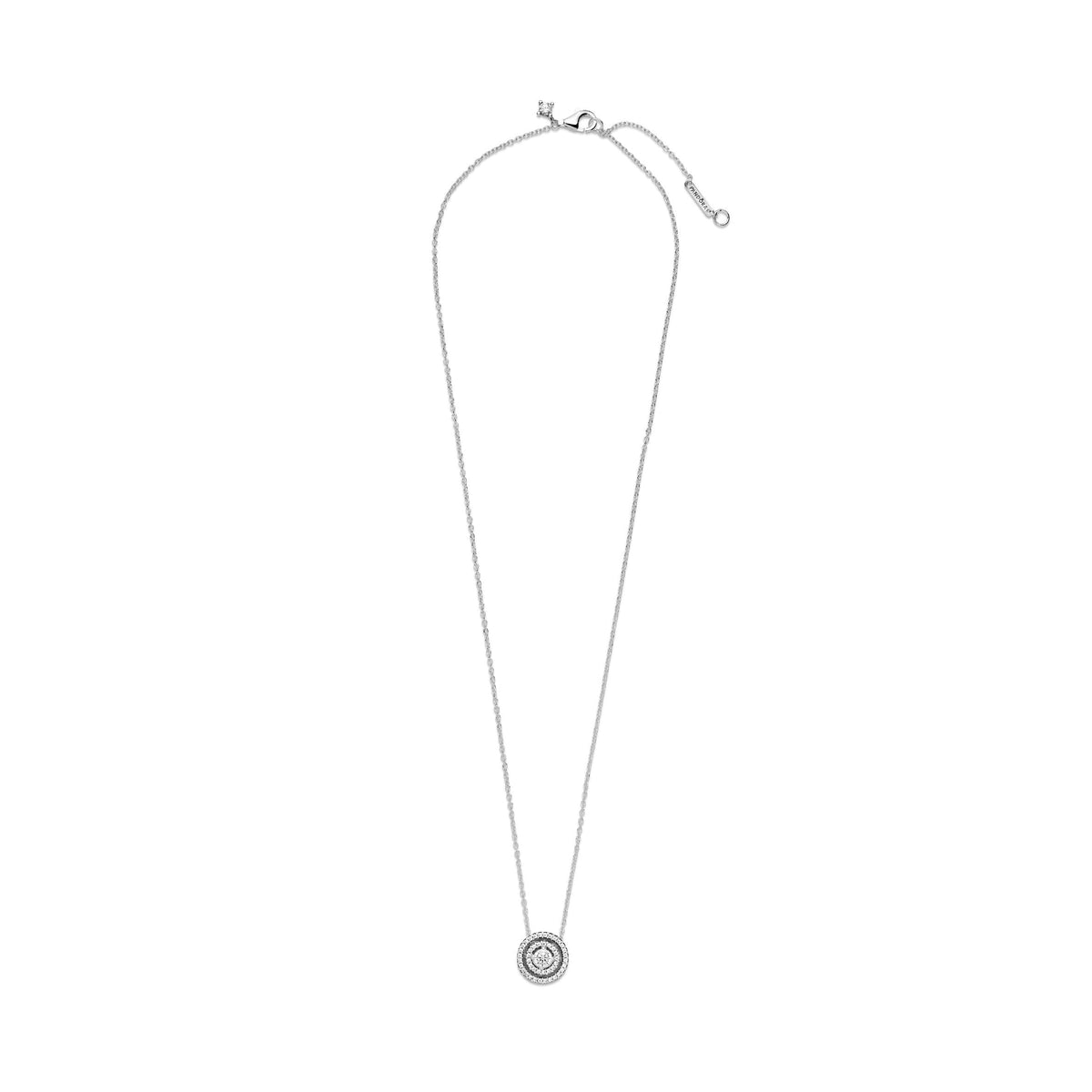 Necklace – Sterling Silver – Sparkling Double Halo Collier