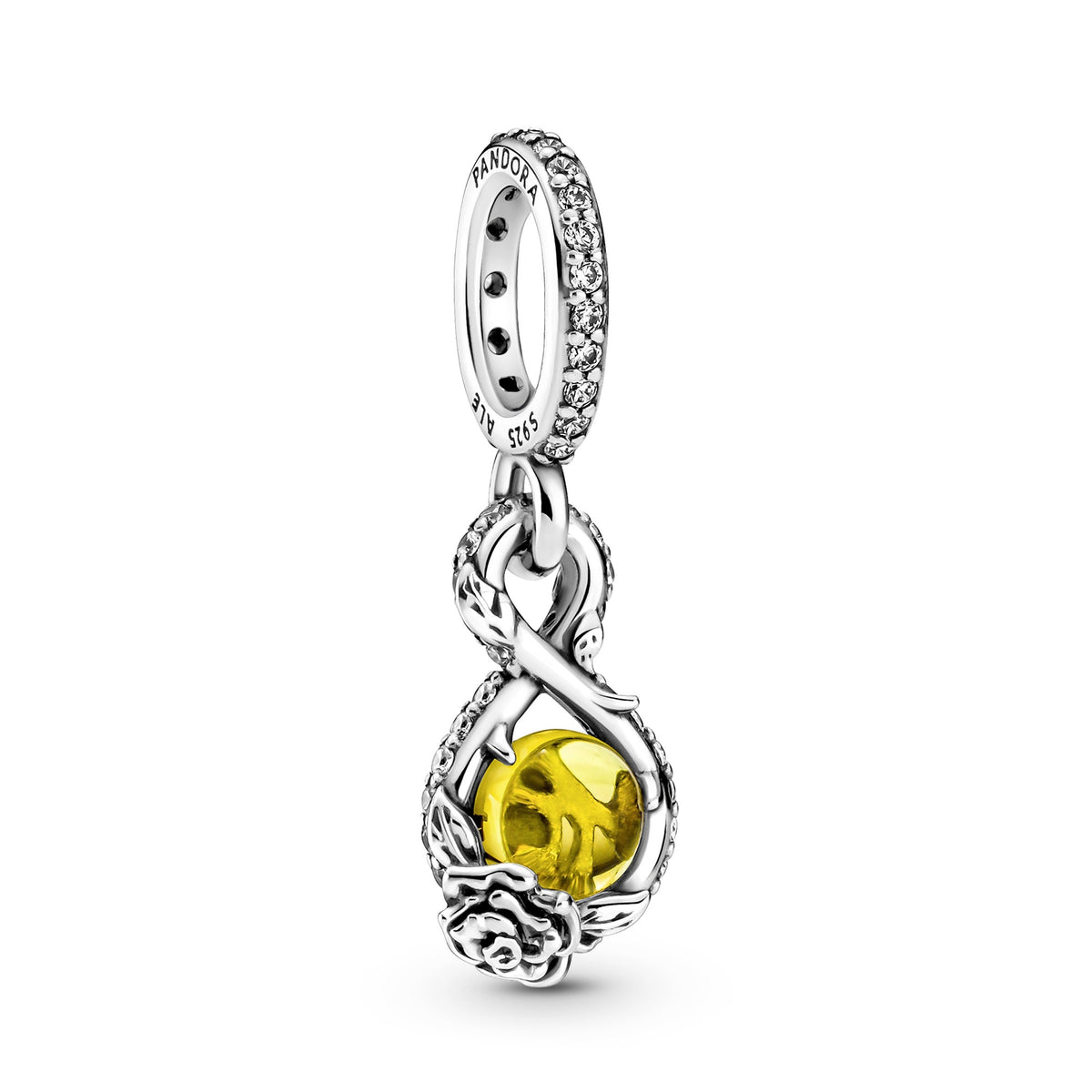 Pendant – Sterling Silver – Disney Belle Infinity & Rose Flower