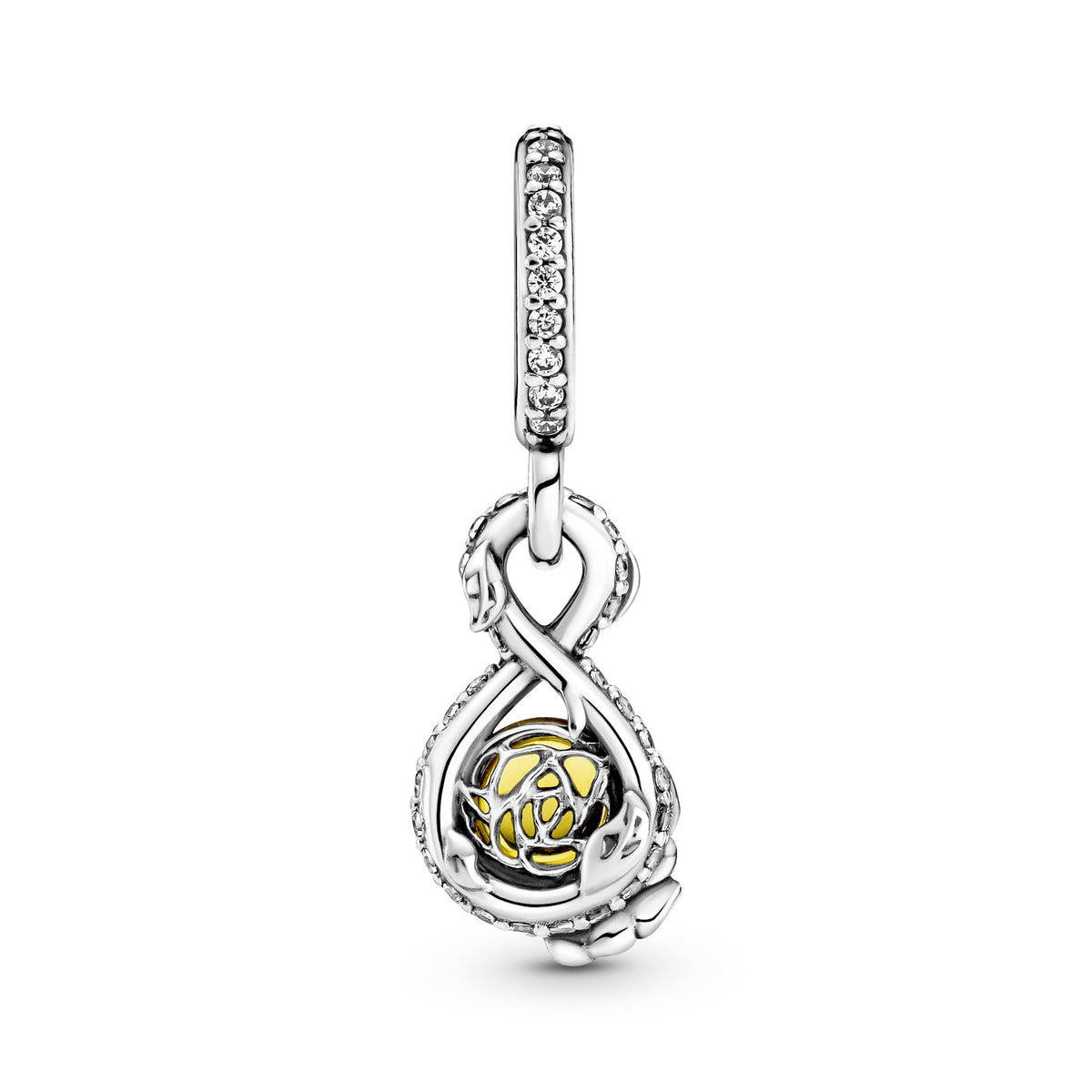 Pendant – Sterling Silver – Disney Belle Infinity & Rose Flower