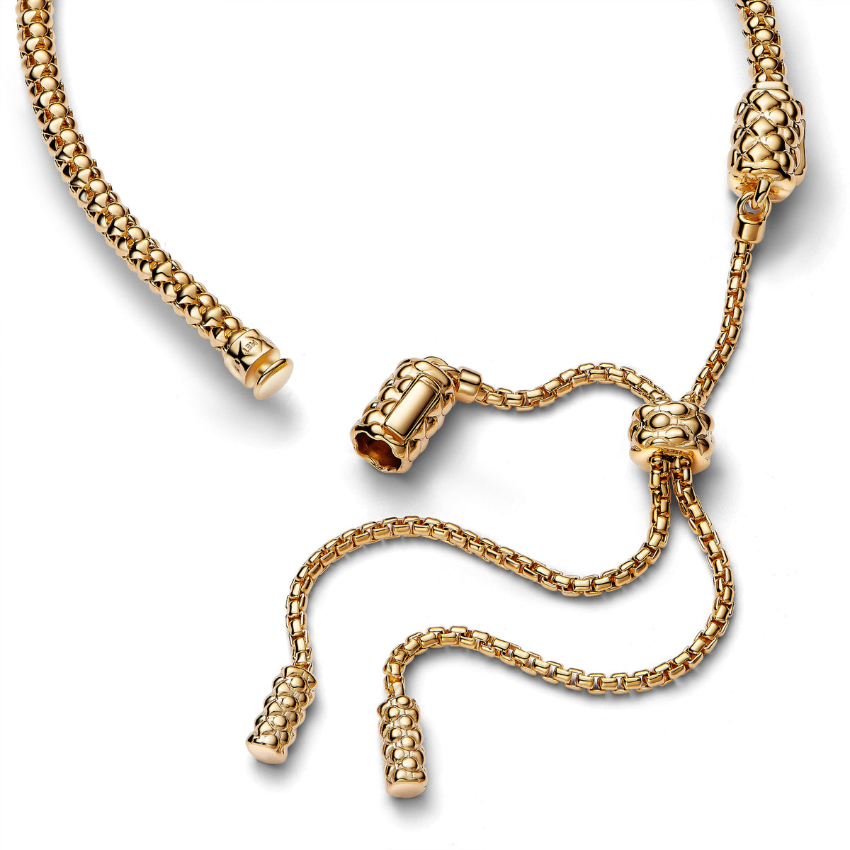 Bracelet – 14k Gold-Plated – Studded Chain Slider