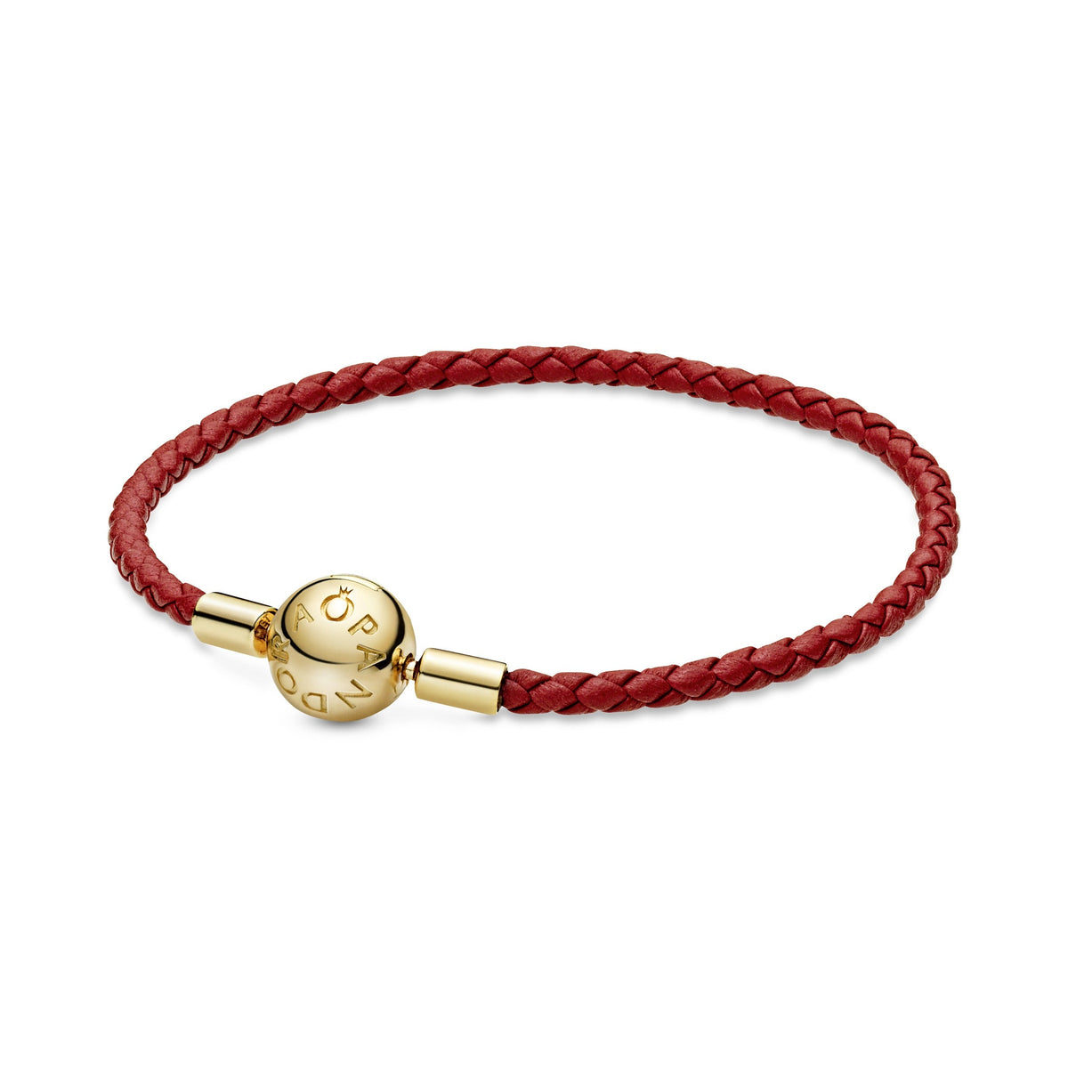 Bracelet – 14k Gold-Plated – Pandora Moments Red Woven Leather