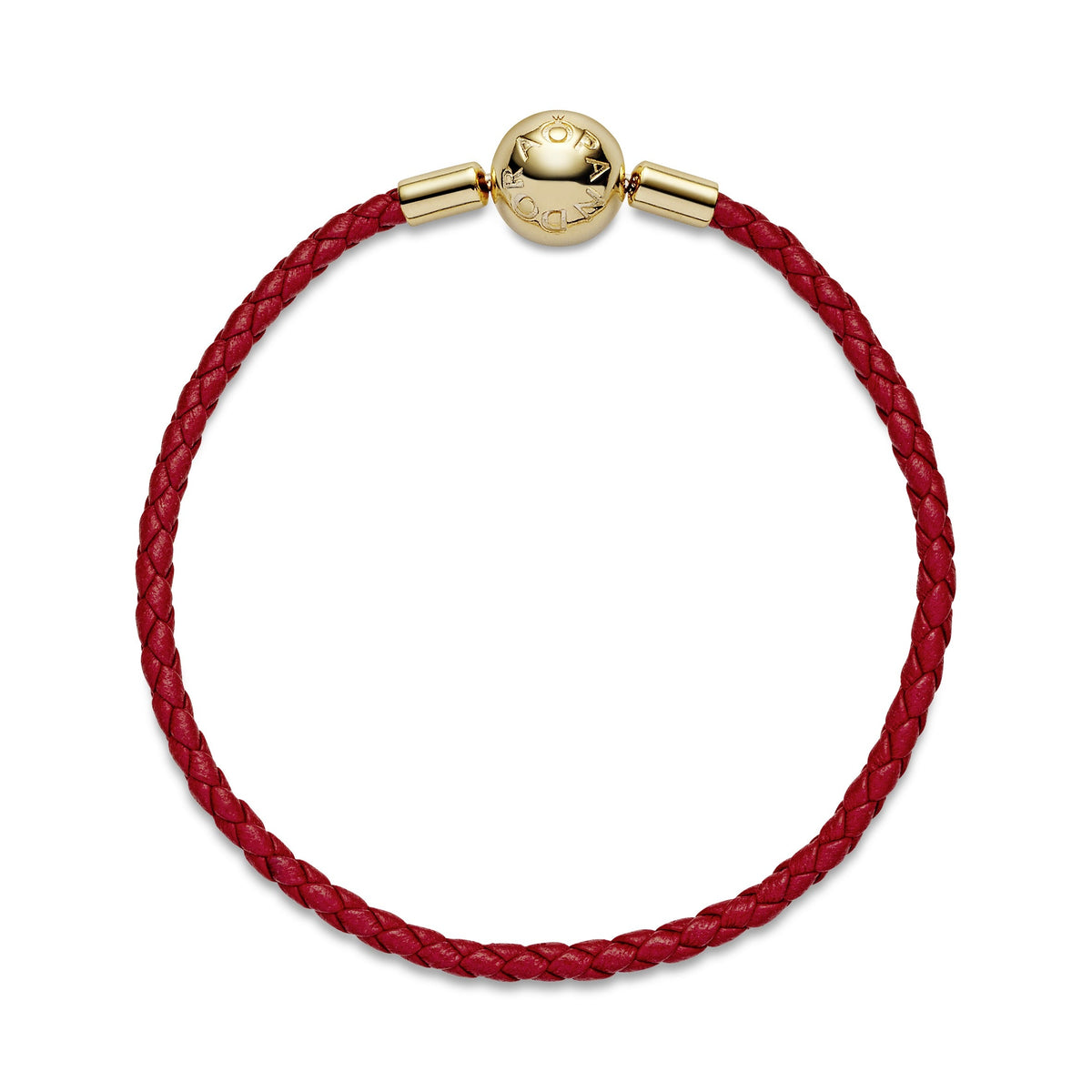 Bracelet – 14k Gold-Plated – Pandora Moments Red Woven Leather