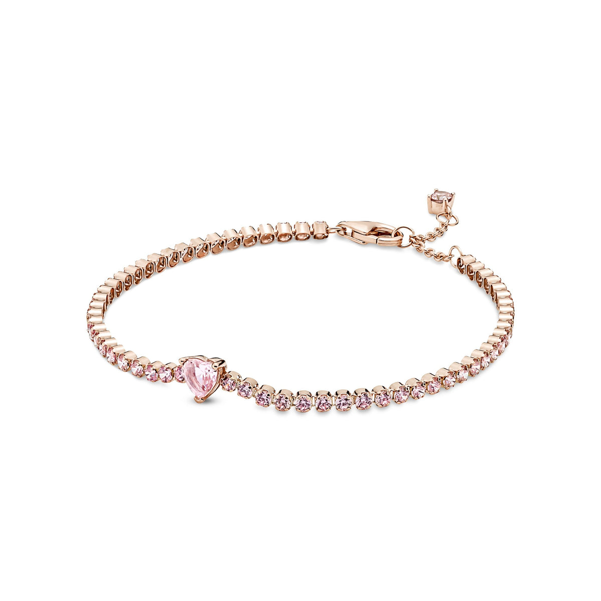Bracelet – 14k Rose Gold-Plated – Sparkling Heart Tennis