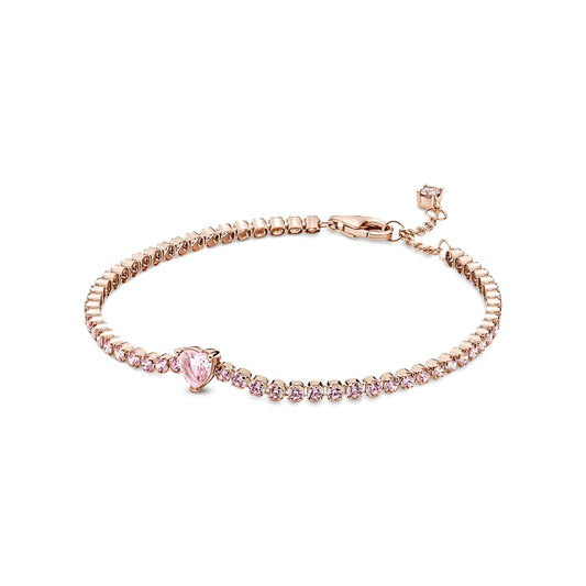 Bracelet – 14k Rose Gold-Plated – Sparkling Heart Tennis
