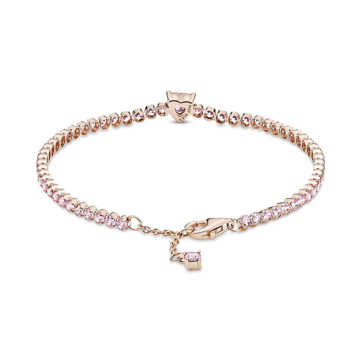 Bracelet – 14k Rose Gold-Plated – Sparkling Heart Tennis