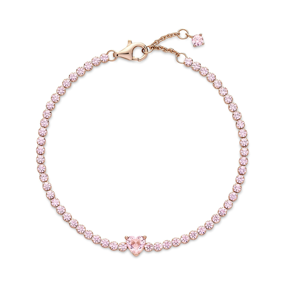 Bracelet – 14k Rose Gold-Plated – Sparkling Heart Tennis