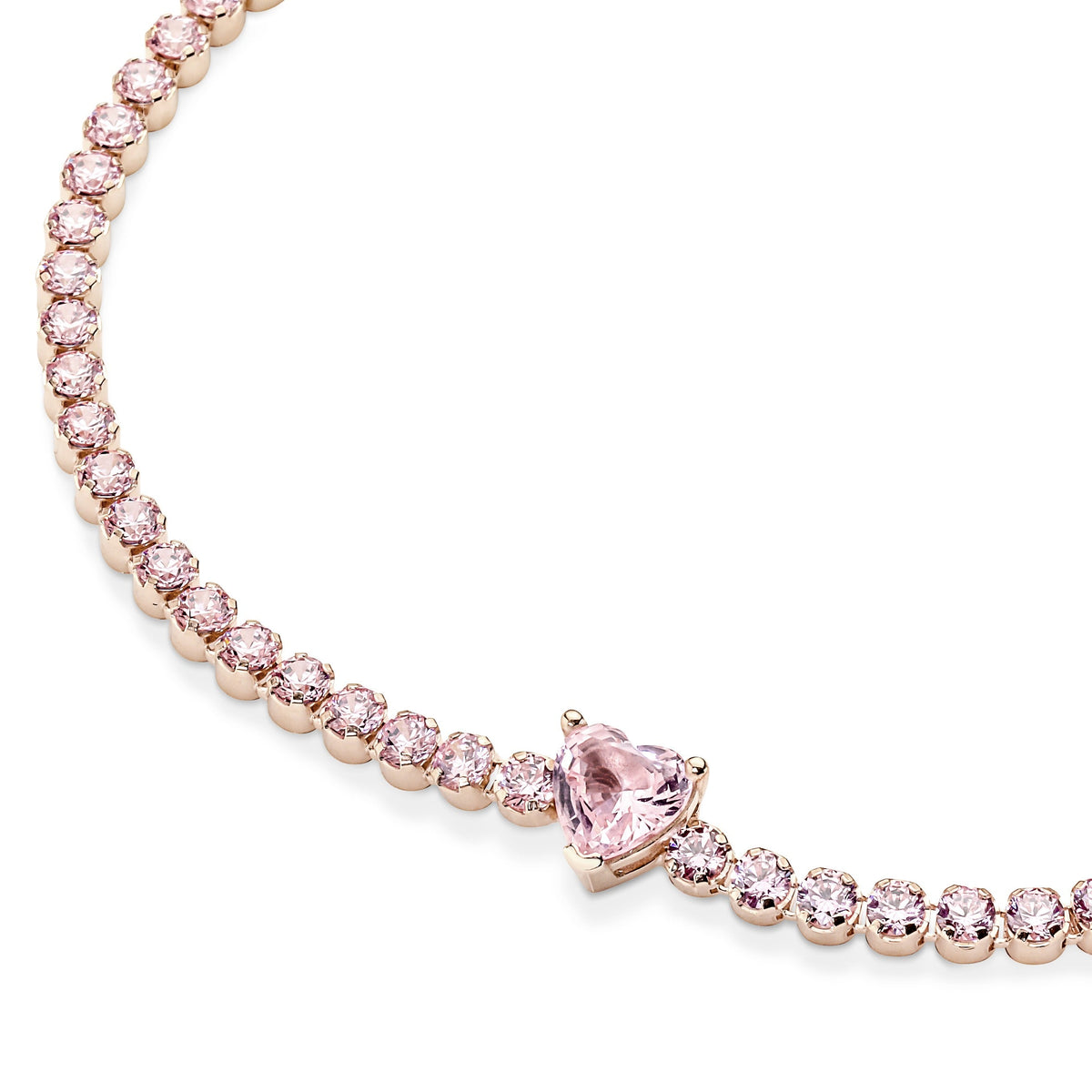 Bracelet – 14k Rose Gold-Plated – Sparkling Heart Tennis