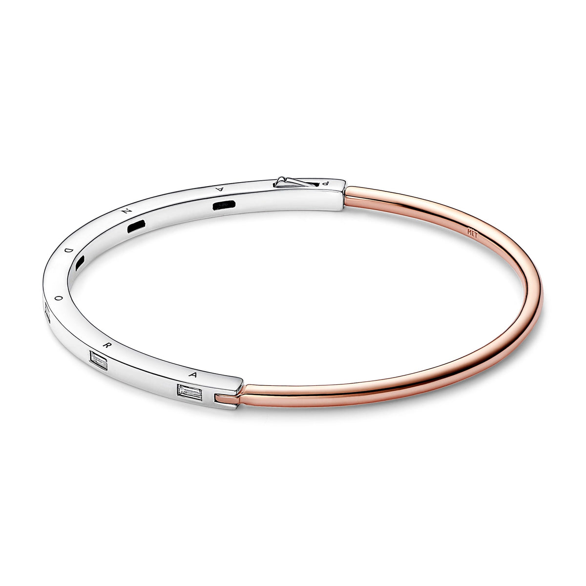 Bangle – 14k Rose Gold-Plated – Pandora Signature Two-tone I-D Pavé