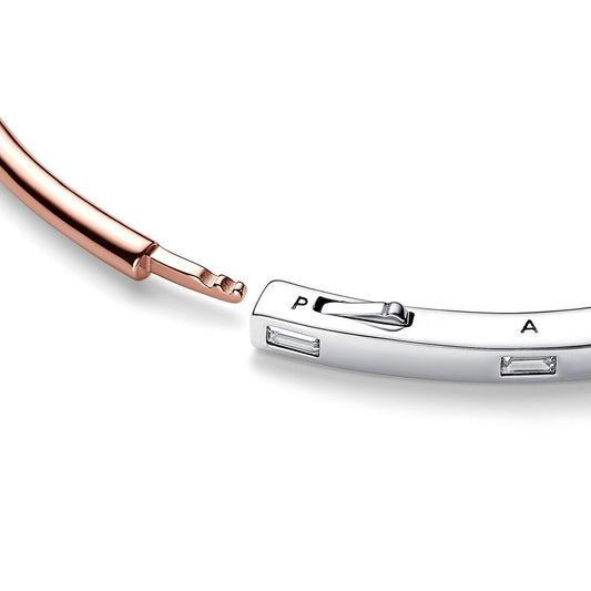 Bangle – 14k Rose Gold-Plated – Pandora Signature Two-tone I-D Pavé