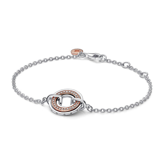 Chain Bracelet – 14k Rose Gold-Plated – Pandora Signature Two Two-tone Logo & Pavé