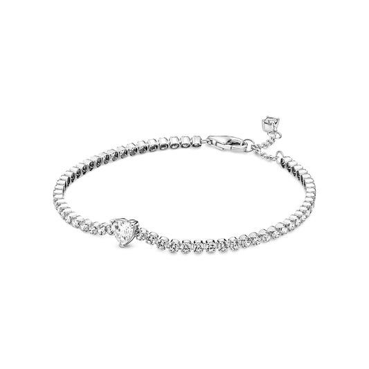 Bracelet – Sterling Silver – Sparkling Heart Tennis