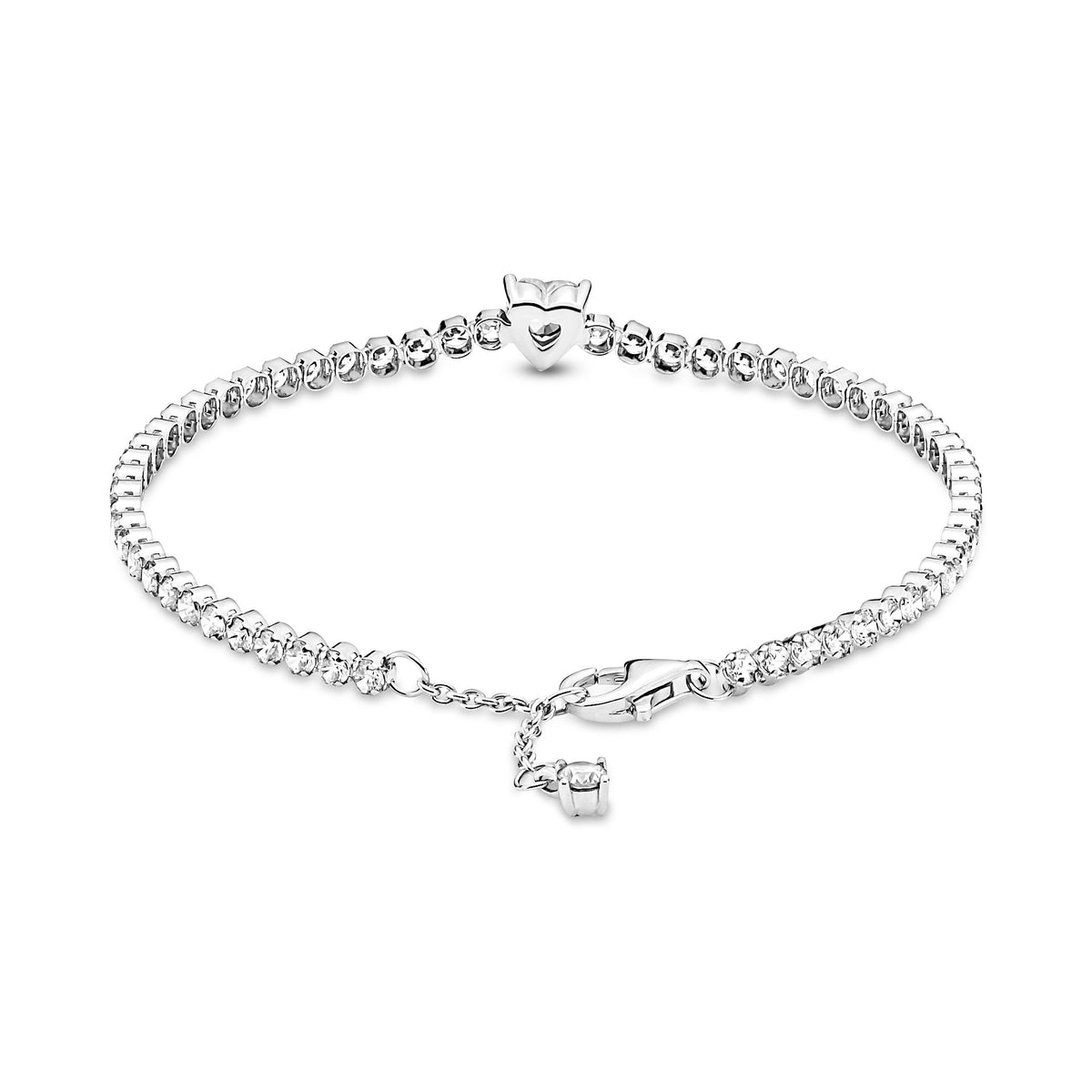 Bracelet – Sterling Silver – Sparkling Heart Tennis