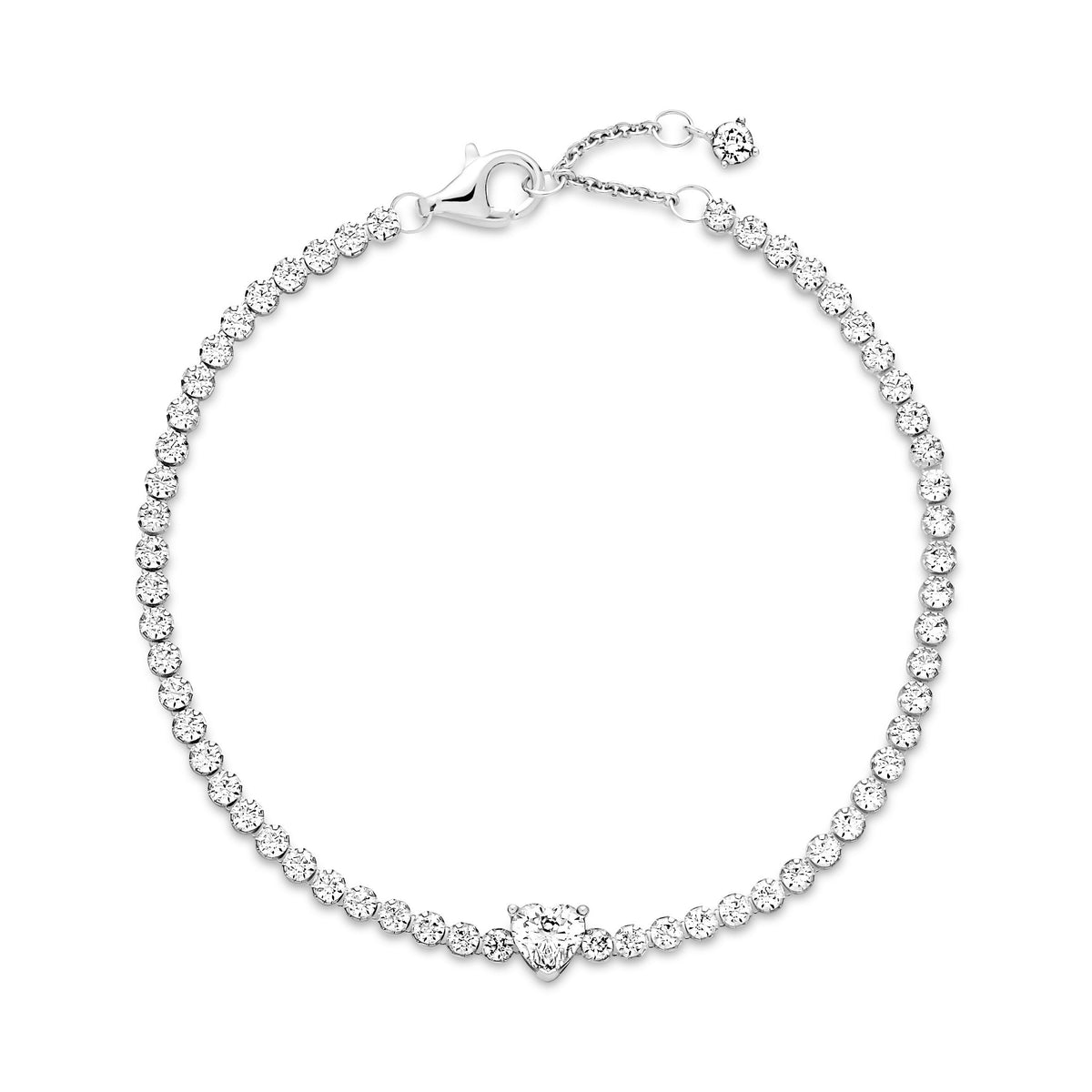 Bracelet – Sterling Silver – Sparkling Heart Tennis