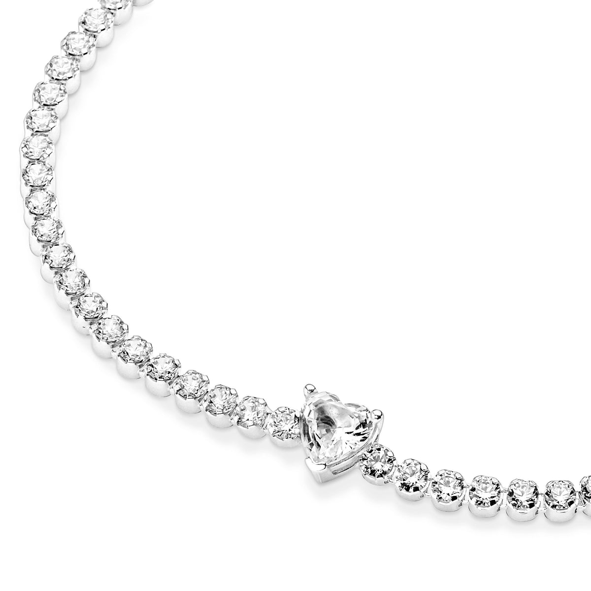 Bracelet – Sterling Silver – Sparkling Heart Tennis