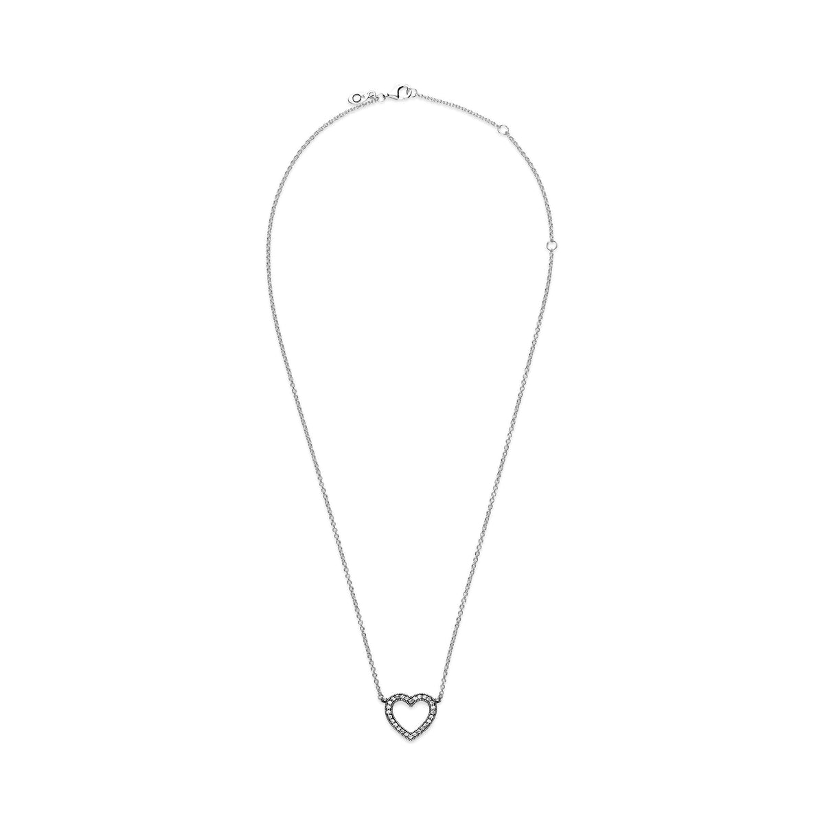 Necklace – Sterling Silver – Sparkling Open Heart