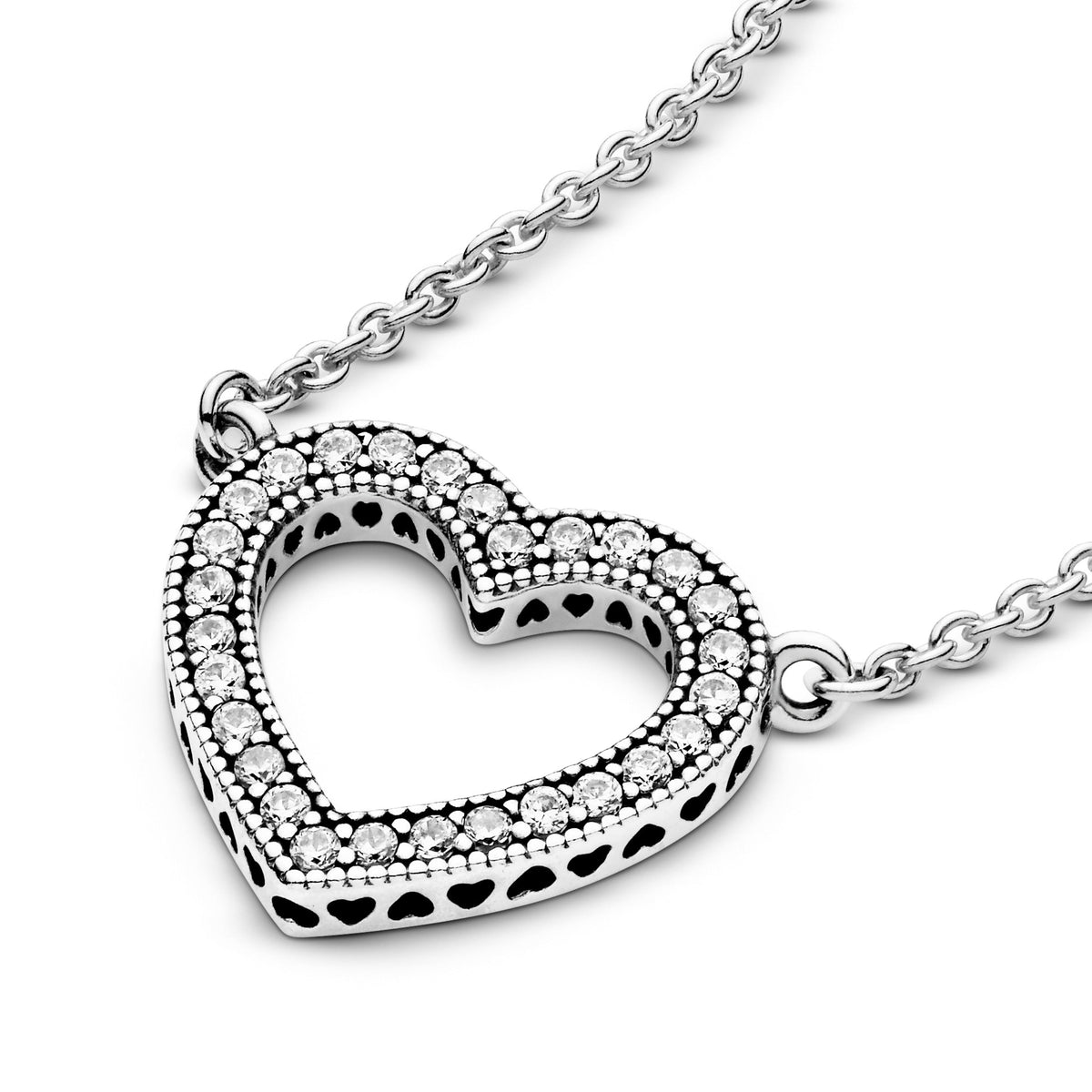Necklace – Sterling Silver – Sparkling Open Heart