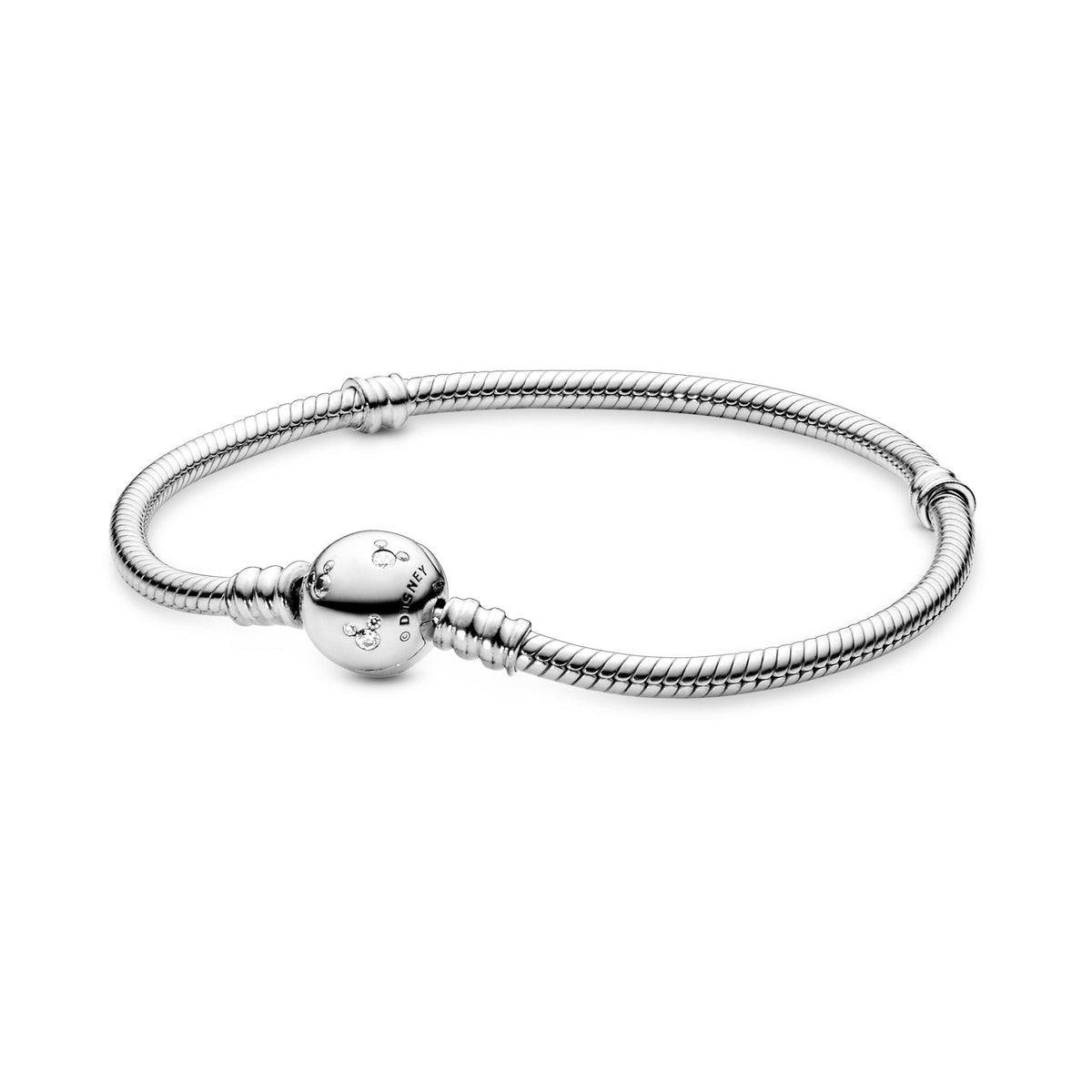 Chain Bracelet – Sterling Silver – Disney, Pandora Moments Sparkling Mickey Mouse Snake