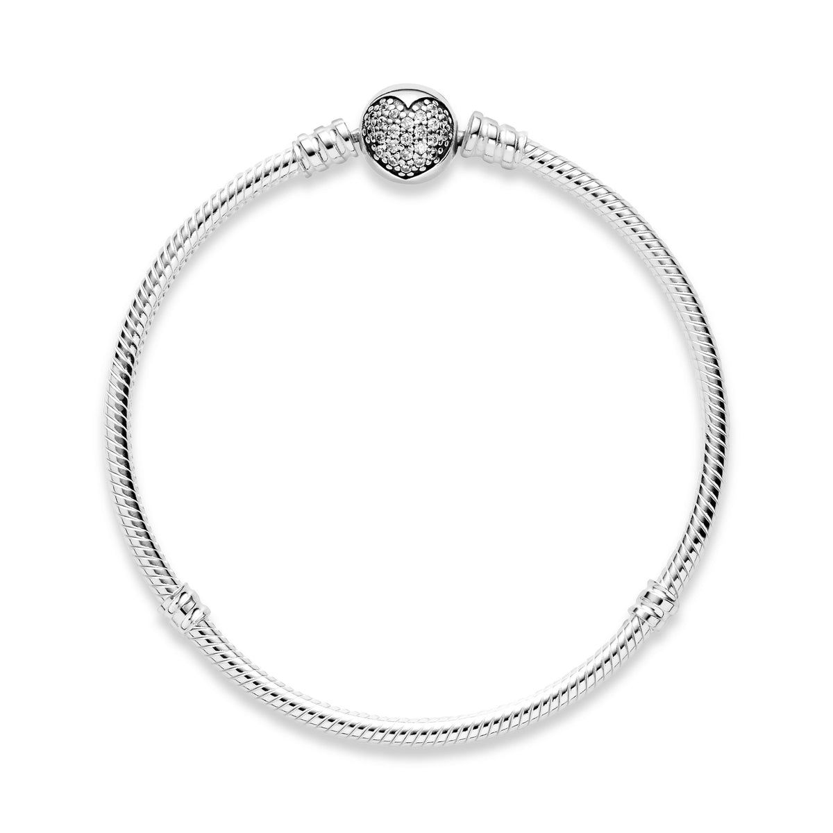 Chain Bracelet – Sterling Silver – Pandora Moments Sparkling Heart Clasp Snake