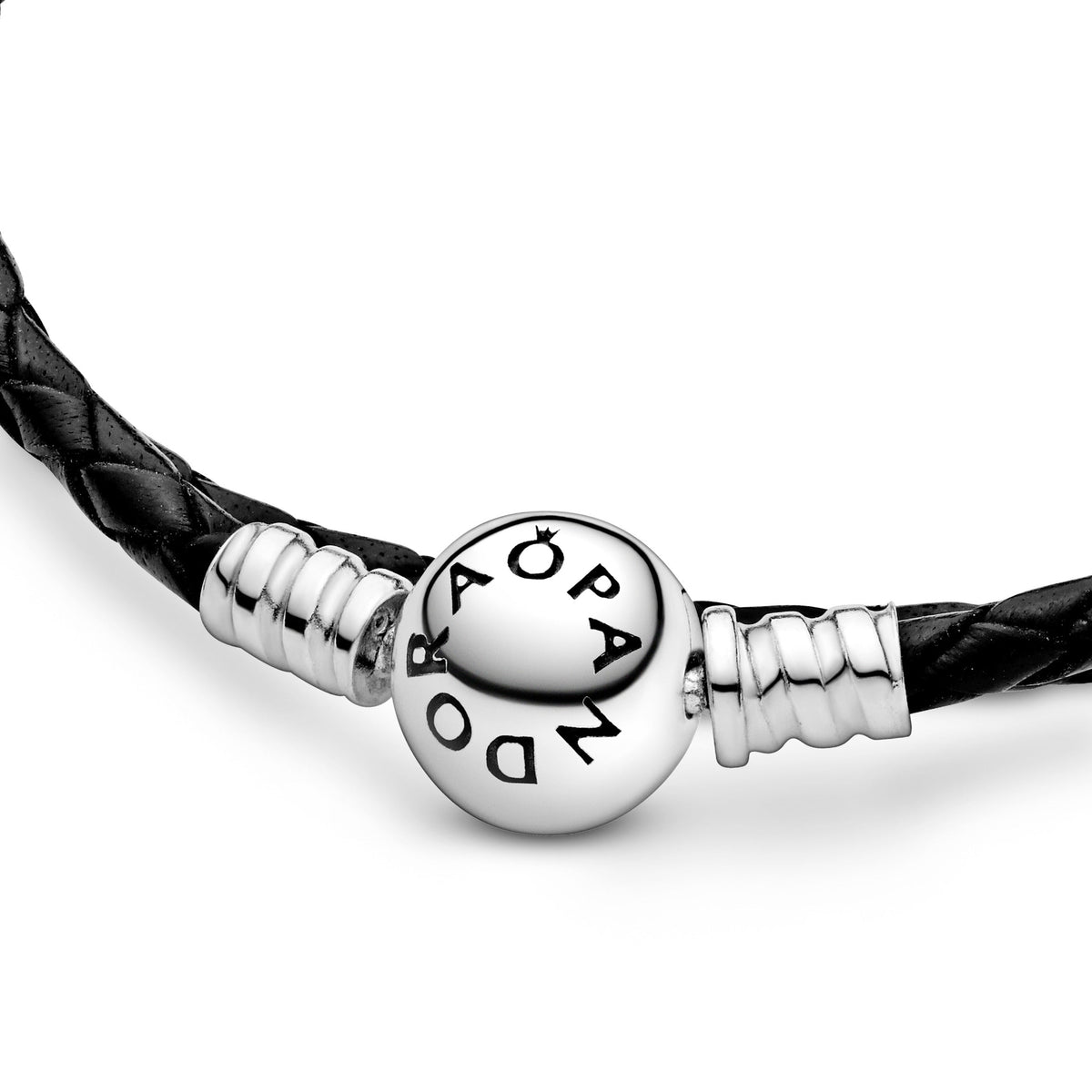 Bracelet – Sterling Silver – Pandora Moments Double Black Leather