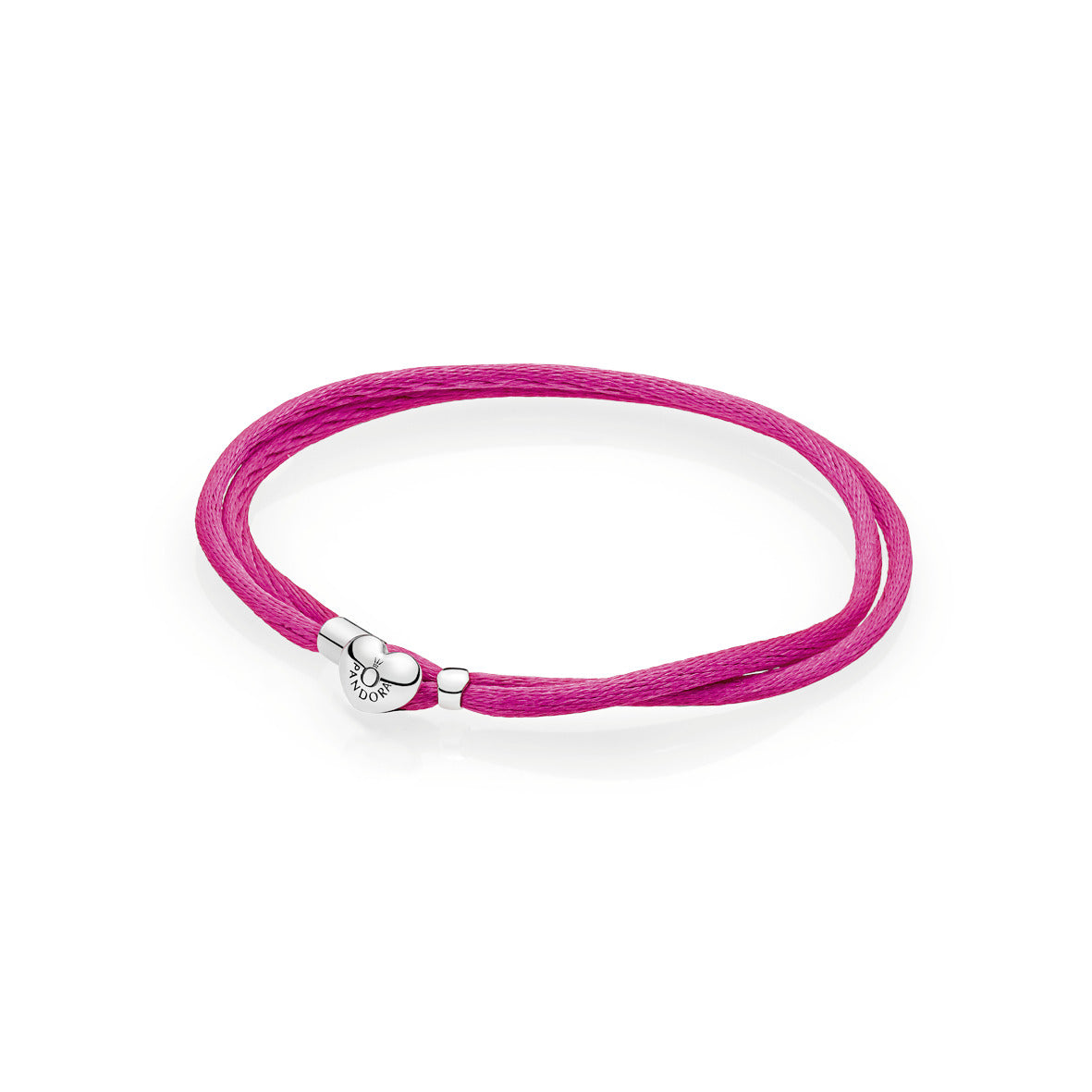 Bracelet – Sterling Silver – Pandora Moments Fabric Cord , Hot Pink