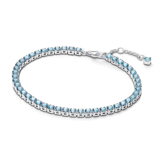 Bracelet – Sterling Silver – Sparkling Light Blue Tennis