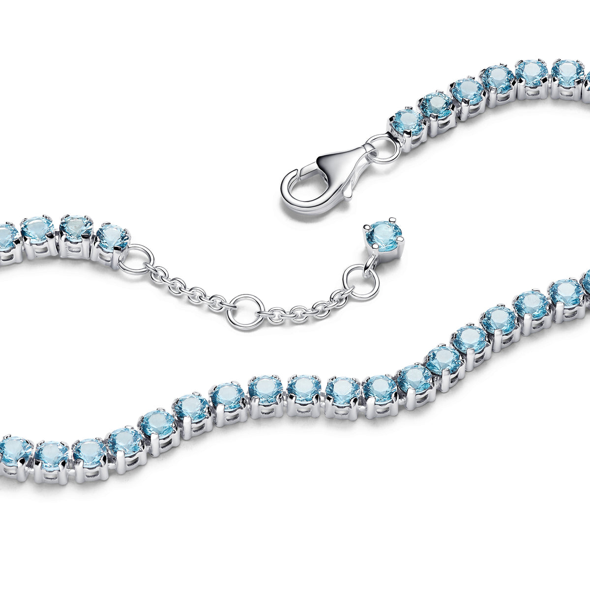 Bracelet – Sterling Silver – Sparkling Light Blue Tennis